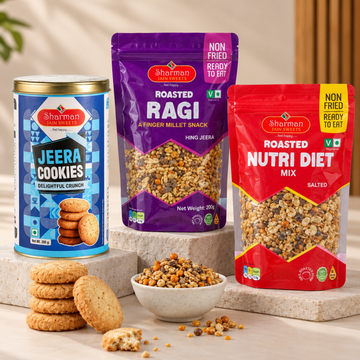 Jeera Cookies + Roasted Ragi Crisps + Nutri Diet Mixture 120GM