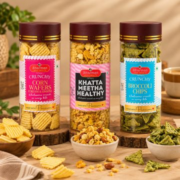 Khatta Meetha Healthy 150G + Crunchy Broccoli Chips 95G + Crunchy Corn Wafers 50GM