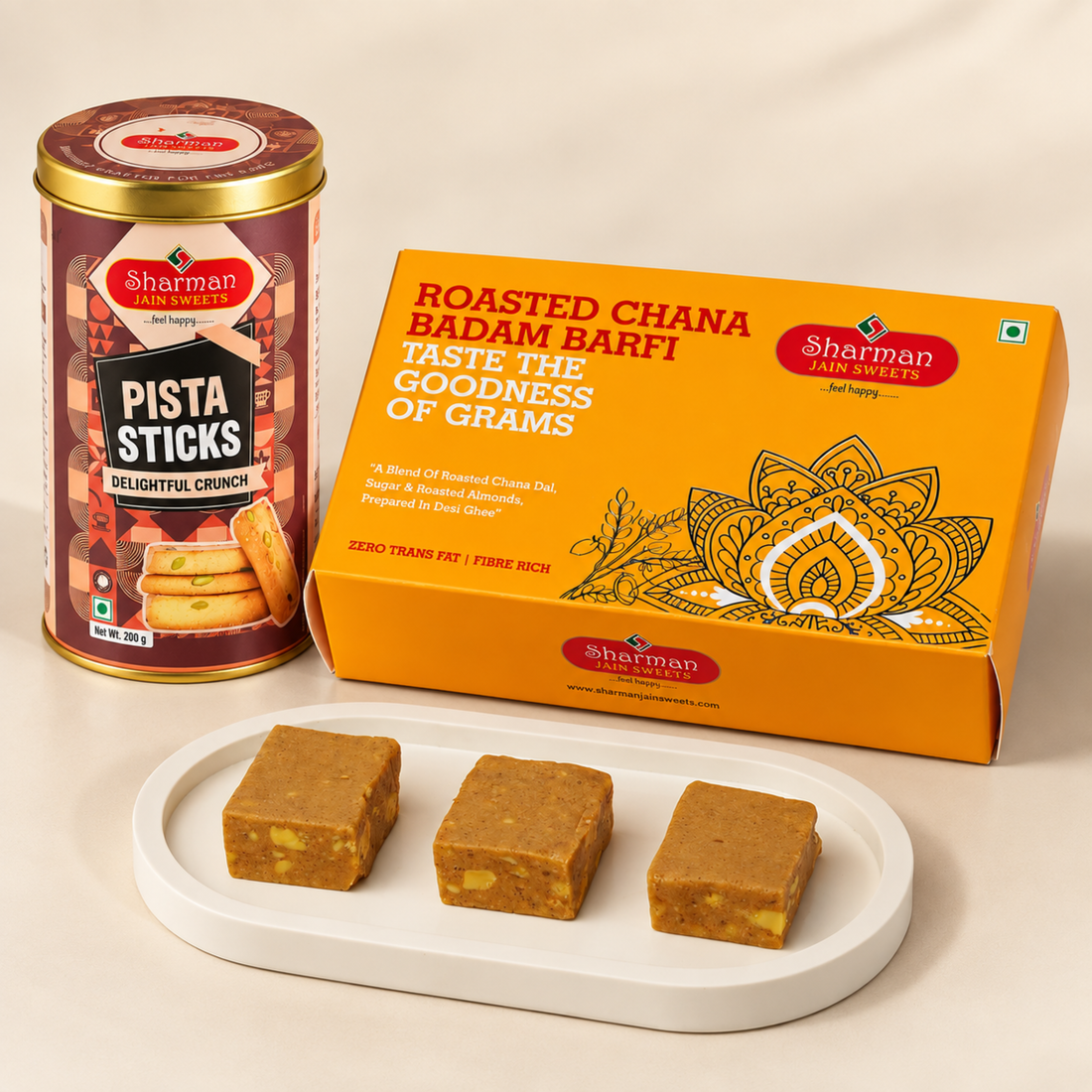 Chana Barfi Premium 500G + Pista Sticks